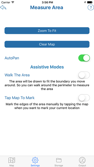 Measure Area Settings