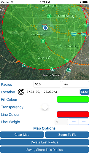 Radius Around Point Settings