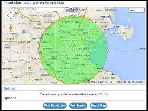 Population esitmate for Dublin, Republic or Ireland